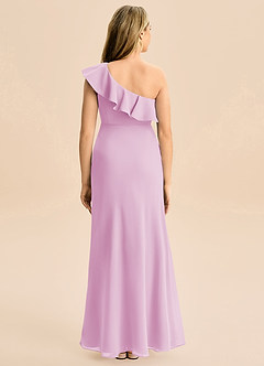 Azazie Alissa Junior A라인 셔링 쉬폰 플로어 길이 주니어 신부 들러리 드레스 image6