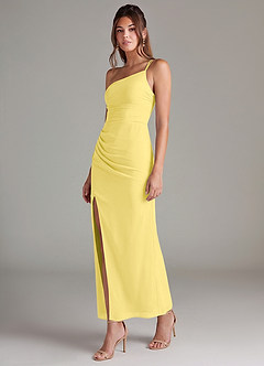 Azazie Eren Bridesmaid Dresses Canary Mermaid One Shoulder Chiffon Dress image5