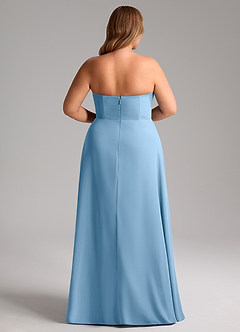 Azazie Wren Bridesmaid Dresses Steel Blue A-Line Side Slit Chiffon Convertible Dress image14