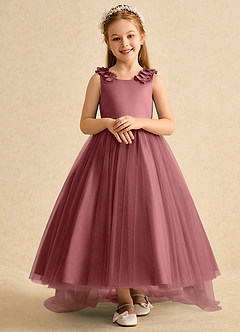 Azazie Lorita Robe Demoiselle D'honneur Fillette Robe Trapèze en Tulle Perlé Améthyste image6