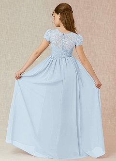 Azazie Delevingne A-Line Lace Chiffon Floor-Length Junior Bridesmaid Dress image2