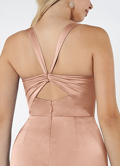Azazie Mero Brudtärnklänningar Klänning av Tubklänning i Stretch Satin Plisserad Roséguld image2
