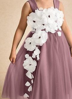 Azazie Dovey Abiti da Ragazza di Fiori Abito Principessa in Tulle Fiocco Vintage Malva image7
