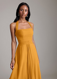 Azazie Clarisa Vestidos de damas de honor Vestido de Caramelo de Gasa de Corte en A con Plisado image3