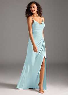 Azazie Deandra Bridesmaid Dresses Sea Glass Mermaid Pleated Chiffon Dress image4