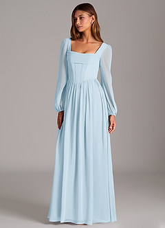 Azazie Maree Bridesmaid Dresses Sky Blue A-Line Corset Chiffon Dress image1