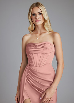 Azazie Amyra Vestidos de damas de honor Vestido de Rosetón de Satén Elástico de Corte Sirena Convertible con Vestidos sin tirantes image8