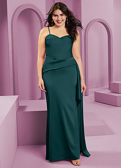 Barbie ♥ Azazie Vestidos de damas de honor Vestido de Pino de Satén Elástico de Corte Recto Convertible con Sin tirantes image11