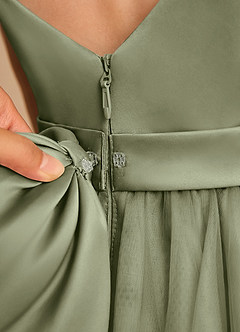 Azazie Patootie Flower Girl Dresses Pistachio A-Line Spaghetti Strap Tulle Dress image7
