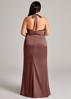 Azazie Valerie Suknie dla druhen Syrena Pofałdowany Satyna elastyczna Do ziemi Sukienka image12