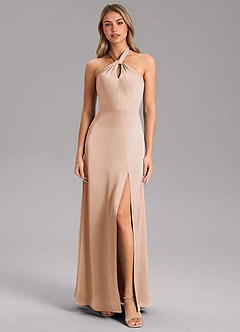 Azazie Tracie Abiti da Damigella Abito A-Line in Raso Elasticizzato Spacco Laterale Rosa Inglese image5