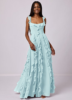 Barbie ♥ Azazie Bridesmaid Dresses Sea Glass A-Line with Pockets Chiffon Dress image4