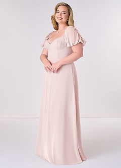Barbie ♥ Azazie Bridesmaid Dresses Blushing Pink A-Line Pleated Chiffon Dress image9