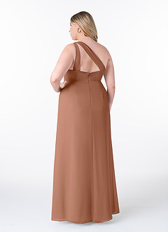 Azazie Maive Bridesmaid Dresses Bronzer Sheath Pleated Ruffle Chiffon Dress image8