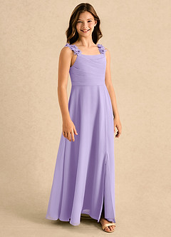 Azazie Masie Girls Formal Flower Girl Dresses Lilac A-Line Pleated Chiffon Dress image1
