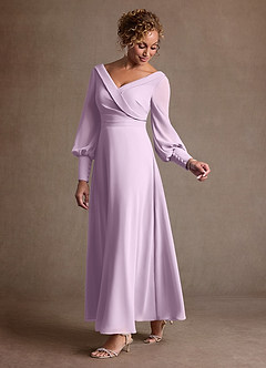 Azazie Paterson vestidos de madre de la novia Vestido de Lila Esmerilada de Gasa de Corte en A con Plisado image5