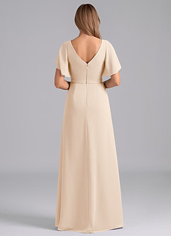 Azazie Ambrosia 신부 들러리 드레스 A라인 주름진 쉬폰 바닥 길이 드레스 image6