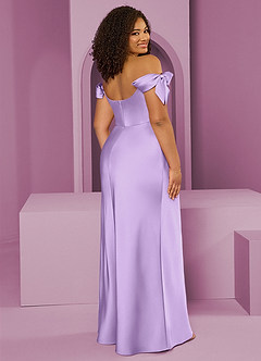 Barbie ♥ Azazie Bridesmaid Dresses Lilac Sheath Off the Shoulder Stretch Satin Convertible Dress image9