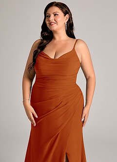 Azazie Deandra Bridesmaid Dresses Paprika Mermaid Pleated Chiffon Dress image12