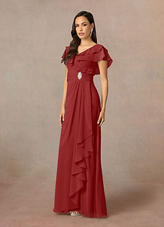 Azazie Snapdragon vestidos de madre de la novia Vestido de Óxido de Gasa de Corte En A con Cuello en V image2