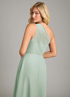 Azazie Phaedra Abiti da Damigella Abito A-Line in Chiffon Monospalla Agave image6