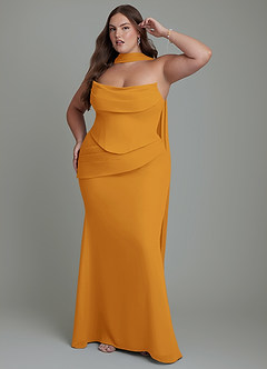 Azazie Sorrel Bridesmaid Dresses Butterscotch Mermaid Corset Chiffon Dress image12