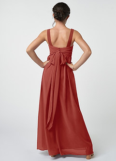 Azazie Kora Junior Terracotta A-Line Pleated Chiffon Dress image2