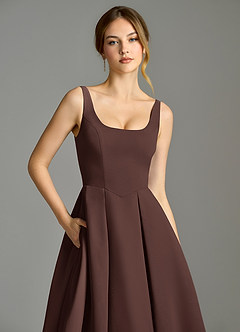 Azazie Amalie Bridesmaid Dresses Ganache A-Line Pleated Chiffon Dress image7