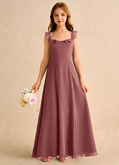 Azazie Chip Girls Formal Flower Girl Dresses Amethyst A-Line Sleeveless Chiffon Dress image3