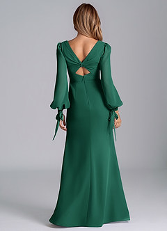 Azazie Mero Bridesmaid Dresses Emerald Mermaid Long Sleeve Chiffon Dress image3