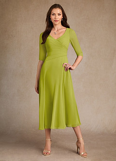 Azazie Durant Mother of the Bride Dresses Lemongrass A-Line Pleated Chiffon Dress image4