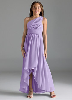 Azazie Mathilda Junior Lilac A-Line Pleated Chiffon Dress image1