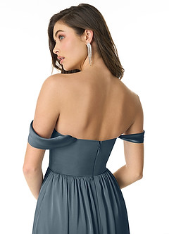 Azazie Morana Bridesmaid Dresses Twilight A-Line Off the Shoulder Stretch Satin Convertible Dress image7