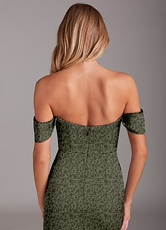 Azazie Saige Vestidos de damas de honor Vestido de Jardín Pequeño Floral Willow Green de Satén Elástico de Corte Recto con Vestidos sin tirantes image9