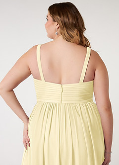 Azazie Chanel Bridesmaid Dresses Lemon Sorbet A-Line Pleated Chiffon Dress image11