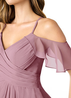 Azazie Dakota Bridesmaid Dresses Vintage Mauve A-Line V-Neck Pleated Chiffon Dress image5