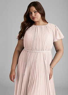 Azazie Kara Modest Bridesmaid Dresses A-Line Pleated Chiffon Floor-Length Dress image15