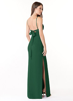Azazie Mai Abiti da Damigella Abito Tubino in Chiffon Plissettato Verde Scuro image4