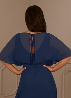 Azazie Oksana Mother of the Bride Dresses Dark Navy A-Line V-Neck Pleated Chiffon Dress image5