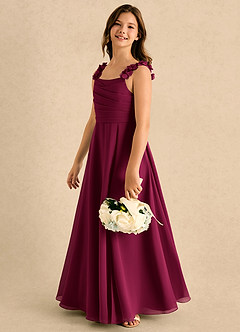 Azazie Masie Girls Formal Jurken voor bloemenmeisjes A-Lijn Jurk van Chiffon Geplooide Bourgondië image6