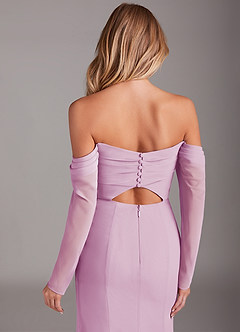 Azazie Hallie Bridesmaid Dresses Candy Pink Mermaid Long Sleeve Chiffon Dress image7