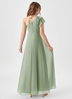 Azazie Arabella Junior Dusty Sage A-Line Ruched Chiffon Dress image2