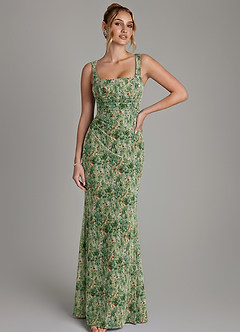 Azazie Agustina Bridesmaid Dresses Meadow Bloom Mermaid Corset Chiffon Dress image3