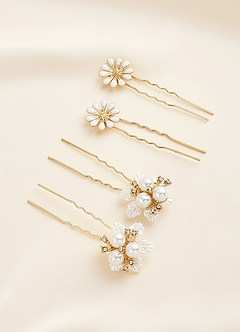 front Four-Piece Pearl Daisy Hairpin Set