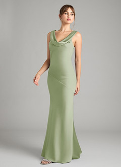 Azazie Rylina Bridesmaid Dresses Dusty Sage Mermaid Stretch Satin Dress image4