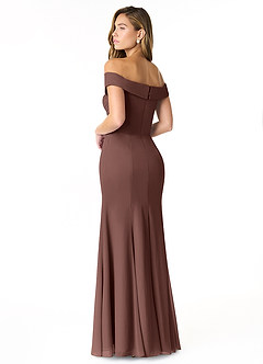 Azazie Lecia Robes de demoiselle d'honneur Robe Empire Convertible en Mousseline de soie Schulterfrei, plissiert Expresso image5