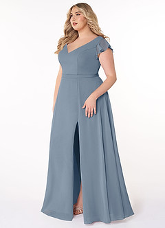 Azazie Claudine Final Sale Twilight A-Line Flutter Sleeve Chiffon Dress image9