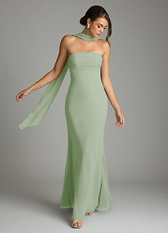 Azazie Saylor Brudtärnklänningar Klä av Sjöjungfru i Chiffong Axelbandslös Dusty Sage image7