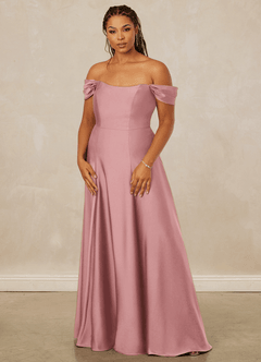 Christian Siriano Bridal for Azazie 1002 Bridesmaid Dresses Dusty Rose A-Line Off the Shoulder Stretch Satin Convertible Dress image11