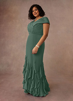 Azazie Bailora Mother of the Bride Dresses Sea Moss Mermaid Ruched Chiffon Dress image2